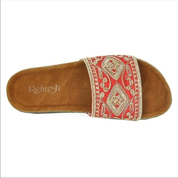 Red embroidered Sandy slide sandal - Picture 6 of 10